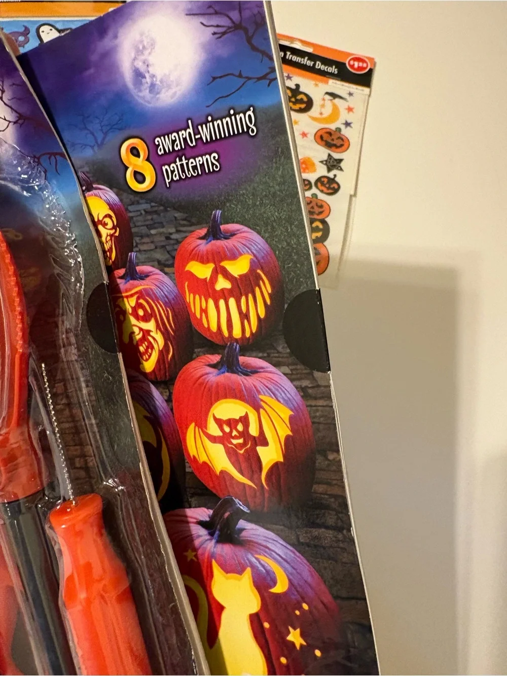 Orange Pumpkin Carving Kit & Stencil Pack - Halloween Party Supplies
